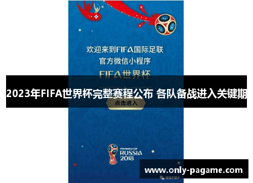 2023年FIFA世界杯完整赛程公布 各队备战进入关键期