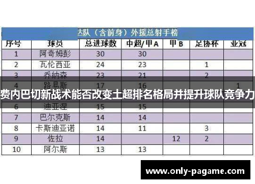 费内巴切新战术能否改变土超排名格局并提升球队竞争力