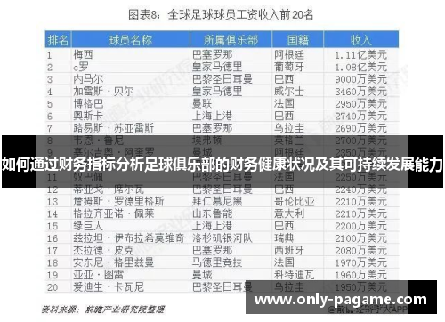 如何通过财务指标分析足球俱乐部的财务健康状况及其可持续发展能力